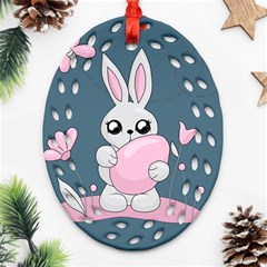 Easter Bunny  Oval Filigree Ornament (two Sides)