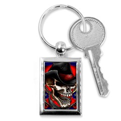 Confederate Flag Usa America United States Csa Civil War Rebel Dixie Military Poster Skull Key Chains (rectangle)  by Sapixe