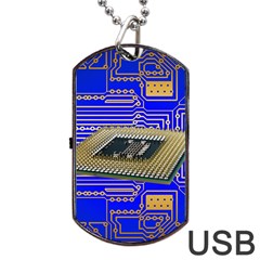 Processor Cpu Board Circuits Dog Tag Usb Flash (one Side) by Sapixe