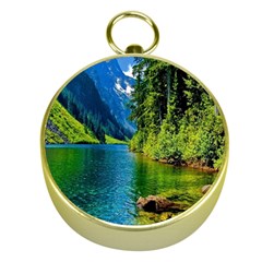 Beautiful Nature Lake Gold Compasses by Modern2018