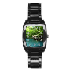 Backgrounds List Of Lake Background Beautiful Waterfalls Nature Stainless Steel Barrel Watch by Modern2018
