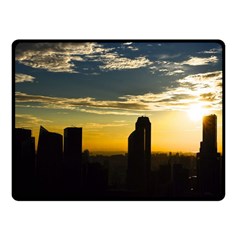 Skyline Sunset Buildings Cityscape Fleece Blanket (small) by Simbadda