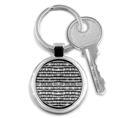 Abstract Wavy Black And White Pattern Key Chains (round) 