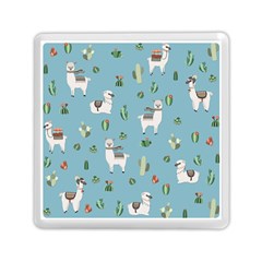 Lama And Cactus Pattern Memory Card Reader (square)  by Valentinaart