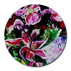 Lilac And Lillies 3 Round Mousepads