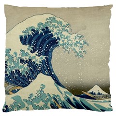 The Classic Japanese Great Wave Off Kanagawa By Hokusai Large Flano Cushion Case (two Sides) by PodArtist