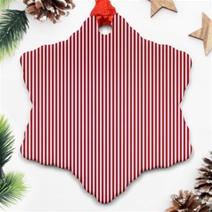 Usa Flag Red And White Stripes Snowflake Ornament (two Sides) by PodArtist