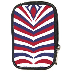Us United States Red White And Blue American Zebra Strip Compact Camera Cases by PodArtist