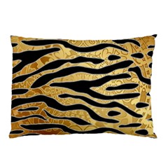 Golden Vector Embossed Golden Black Zebra Stripes Pillow Case (two Sides) by flipstylezfashionsLLC