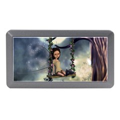 Cute Little Fairy With Kitten On A Swing Memory Card Reader (mini) by FantasyWorld7