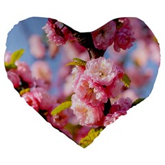 Flowering Almond Flowersg Large 19  Premium Flano Heart Shape Cushions by FunnyCow