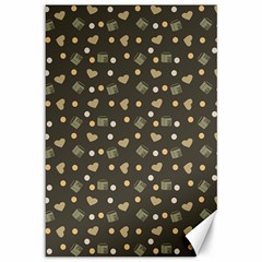 Charcoal Grey  Milk Hearts Canvas 12  X 18   by snowwhitegirl