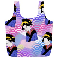 Japanese Abstract Blue Full Print Recycle Bag (xl) by snowwhitegirl