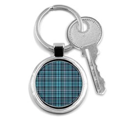 Teal Plaid Key Chains (round) 