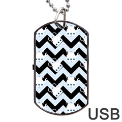 Blue Teapot Chevron Dog Tag Usb Flash (two Sides) by snowwhitegirl