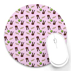 School Girl Pattern Pink Round Mousepads by snowwhitegirl