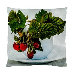 Red Raspberries In A Teacup Standard Cushion Case (one Side) by FunnyCow