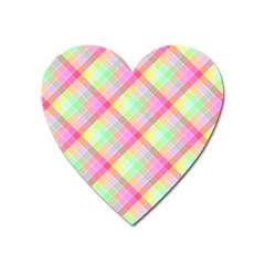 Pastel Rainbow Tablecloth Diagonal Check Heart Magnet by PodArtist
