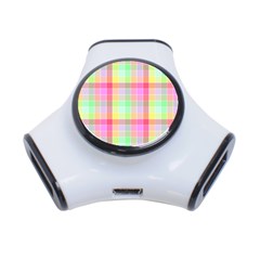Pastel Rainbow Sorbet Ice Cream Check Plaid 3-port Usb Hub by PodArtist