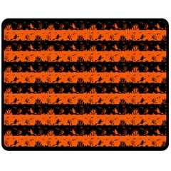Orange And Black Spooky Halloween Nightmare Stripes Double Sided Fleece Blanket (medium)  by PodArtist
