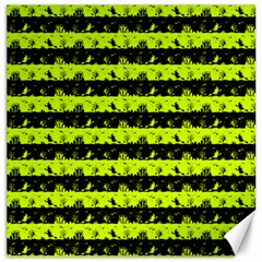Slime Green And Black Halloween Nightmare Stripes  Canvas 16  X 16  by PodArtist