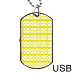 Circles Lines Yellow Modern Pattern Dog Tag Usb Flash (two Sides) by BrightVibesDesign