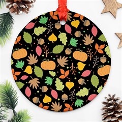 Thanksgiving Pattern Round Ornament (two Sides) by Valentinaart
