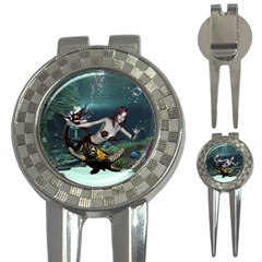 Wonderful Fmermaid With Turtle In The Deep Ocean 3-in-1 Golf Divots by FantasyWorld7