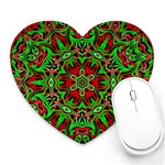 Christmas Kaleidoscope Pattern Heart Mousepads Front
