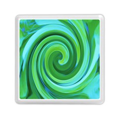Groovy Abstract Turquoise Liquid Swirl Painting Memory Card Reader (square) by myrubiogarden