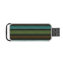 Stripes Teal Yellow Brown Grey Portable Usb Flash (one Side) by BrightVibesDesign