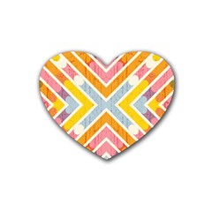 Line Pattern Cross Print Repeat Rubber Coaster (heart)  by Pakrebo