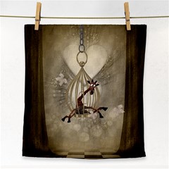 Funny Giraffe With Herats And Butterflies Face Towel by FantasyWorld7