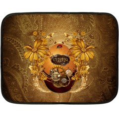 Awesome Steampunk Easter Egg With Flowers, Clocks And Gears Double Sided Fleece Blanket (mini)  by FantasyWorld7