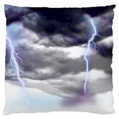Thunder And Lightning Weather Clouds Painted Cartoon Large Flano Cushion Case (two Sides) by Sudhe