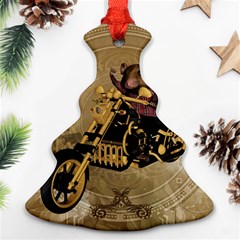Funny Cute Mouse On A Motorcycle Christmas Tree Ornament (two Sides) by FantasyWorld7