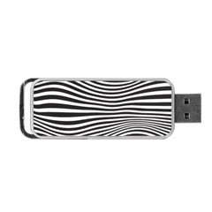 Retro Psychedelic Waves Pattern 80s Black And White Portable Usb Flash (two Sides) by genx