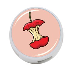 Red Apple Core Funny Retro Pattern Half Eaten On Pastel Orange Background 4-port Usb Hub (two Sides) by genx