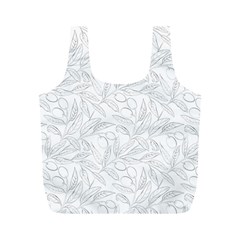 Organic Olive Leaves Pattern Hand Drawn Black And White Full Print Recycle Bag (m) by genx