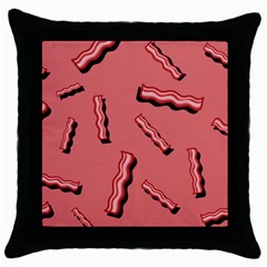 Funny Bacon Slices Pattern Infidel Vintage Red Meat Background  Throw Pillow Case (black) by genx