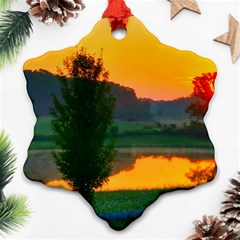 Lake Sunrise Snowflake Ornament (two Sides) by okhismakingart