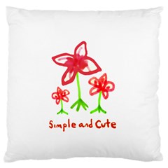 Flowers And Cute Phrase Pencil Drawing Large Flano Cushion Case (two Sides) by dflcprintsclothing