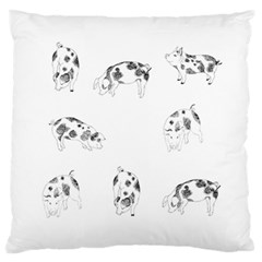 Pig Pattern Hand Drawn With Funny Cow Spots Black And White Large Cushion Case (one Side) by genx