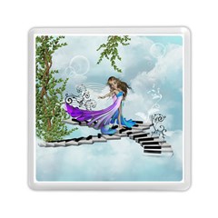 Cute Fairy Dancing On A Piano Memory Card Reader (square) by FantasyWorld7