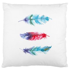 Feathers Boho Style Purple Red And Blue Watercolor Large Cushion Case (one Side) by genx