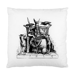 Odin On His Throne With Ravens Wolf On Black Stone Texture Standard Cushion Case (two Sides) by snek