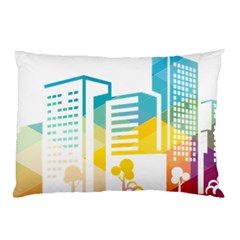 Silhouette Cityscape Building Icon Color City Pillow Case (two Sides) by Sudhe