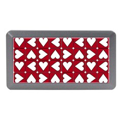 Graphic Heart Pattern Red White Memory Card Reader (mini) by HermanTelo