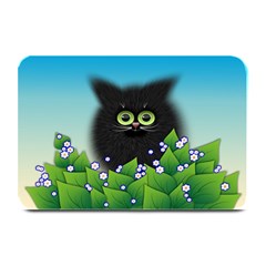 Kitten Black Furry Illustration Plate Mats by Sapixe