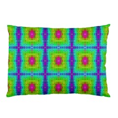 Groovy Yellow Pink Purple Square Pattern Pillow Case (two Sides) by BrightVibesDesign